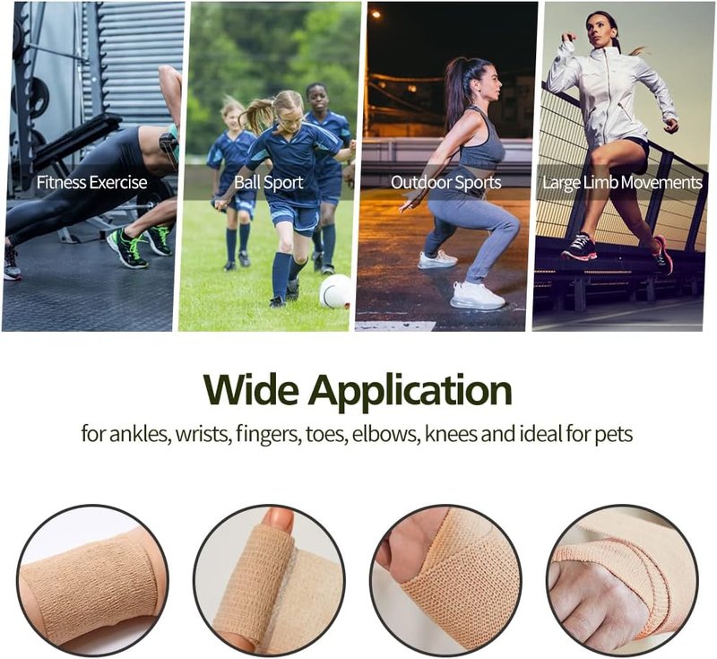 Self-Adhesive Bandage Wraps - 6 Pack | 2 Inch, 5 Yard, 12 Color Options for Sports & Swelling Relief