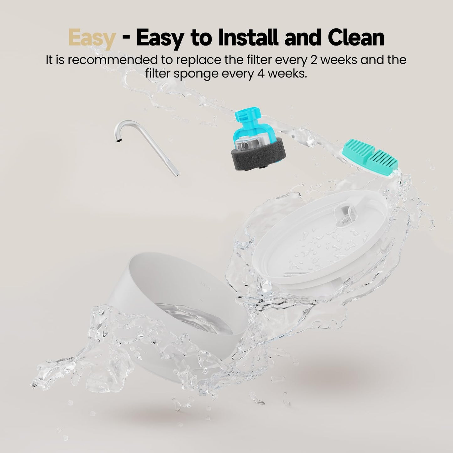 Cat Water Fountain: 88Oz Pet Water Fountains Indoor 24/7 Running Water Supplies Dispenser for Drinking Dish Automatic Dog Waterer Bowls Flow Ultra Quiet Pump with Filters Faucet Bottle Watering(White)