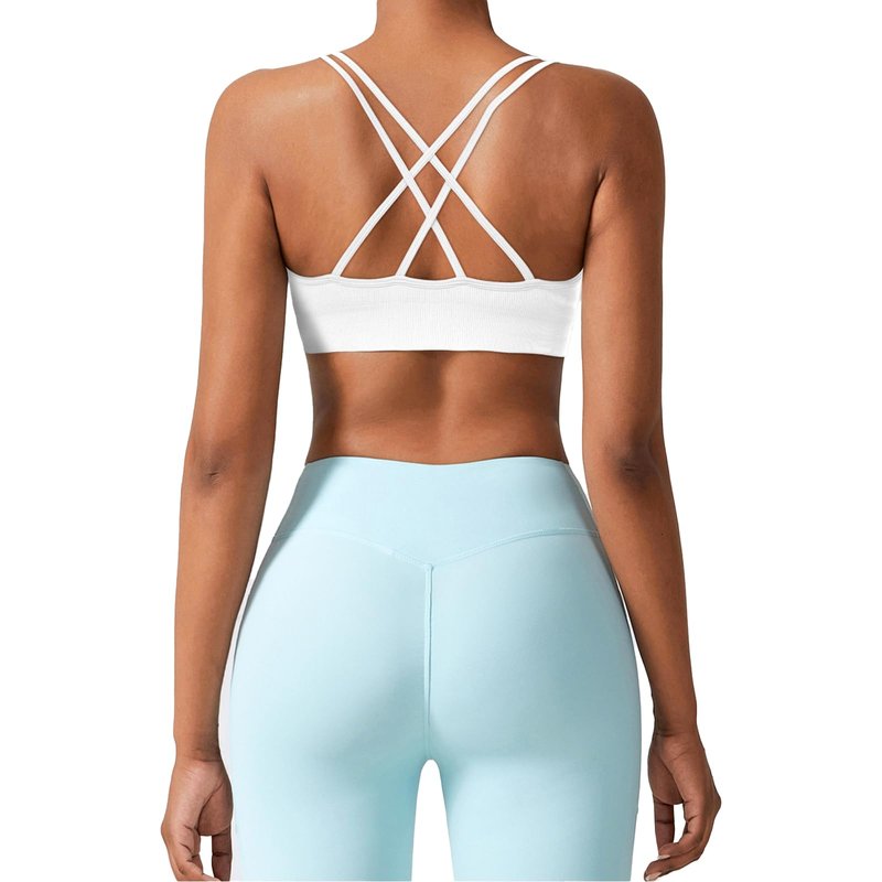 Sports Bra for Women,V-Neck Strappy Sports Bras Padded Criss Cross Back Low Support Yoga Bra with Removable Cups 3 Pack