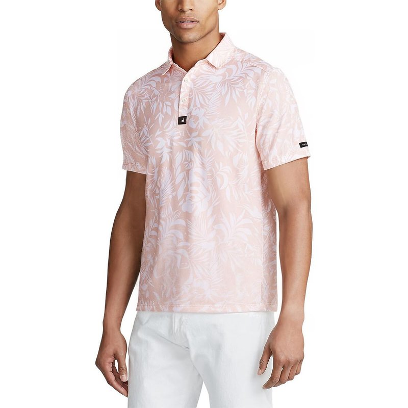 SURF CUZ Golf Shirt Moisture Wicking for Men Dry Fit Polo Shirts Short Sleeve Print Performance 4-Way Stretch(Falling Leaves,S)