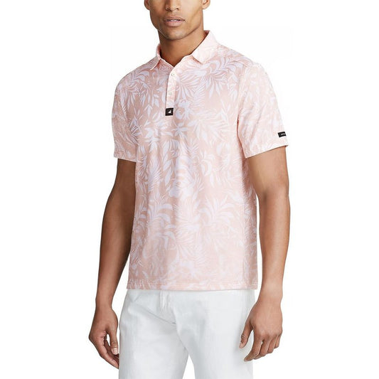 SURF CUZ Golf Shirt Moisture Wicking for Men Dry Fit Polo Shirts Short Sleeve Print Performance 4-Way Stretch(Falling Leaves,S)