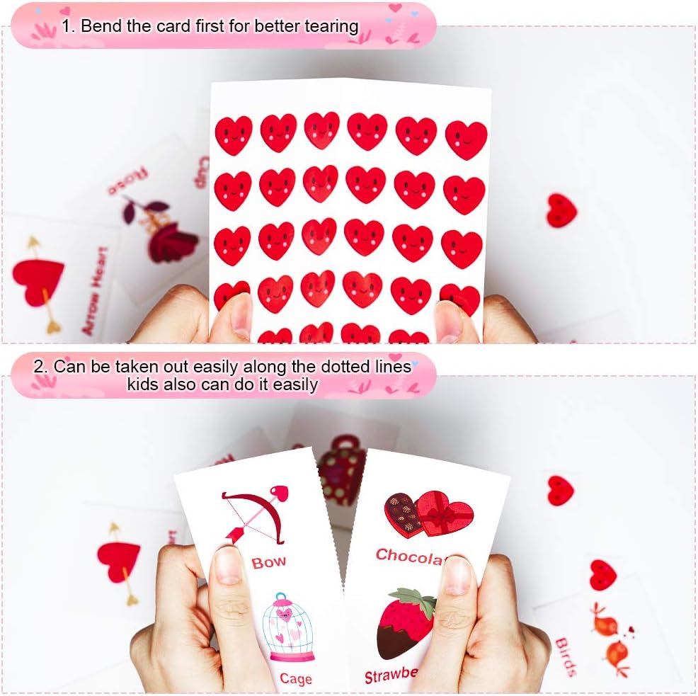 Officygnet Valentine's Day Bingo Game Cards, 32 Players for Kids Party Card Games, School Classroom Group Games, Family Activity, Valentines Party Favors Supplies