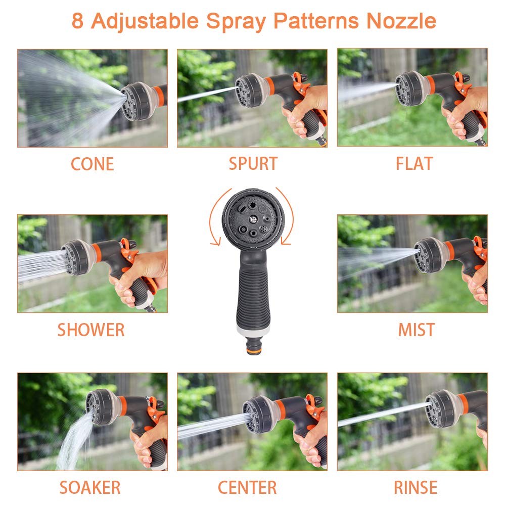 Onarway Garden Hose Spray Gun Set 8 Patterns High Pressure Nozzles, Anti-Slip Design, Perfect for Watering Plants Car Washing Shower Pet, 5PCS Garden Showers Set