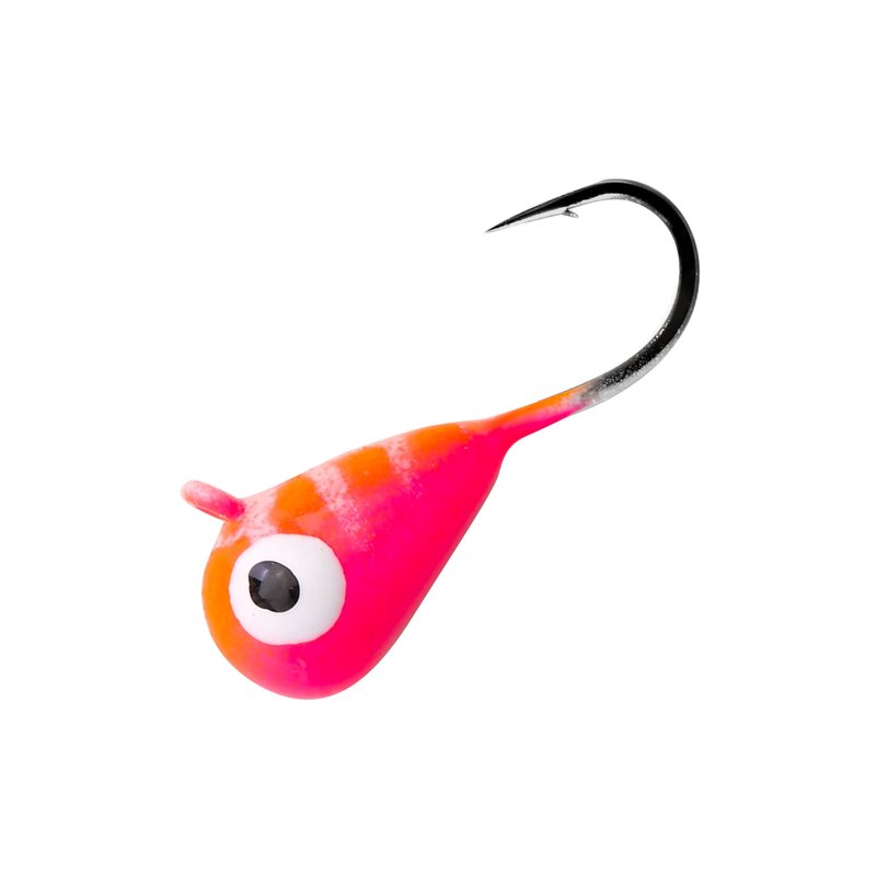 Temorah 5 Pieces 3.0-6.0mm Teardrop Tungsten Ice Jig (TG02 Orange Pink Tiger Glow, 5mm 5pcs)