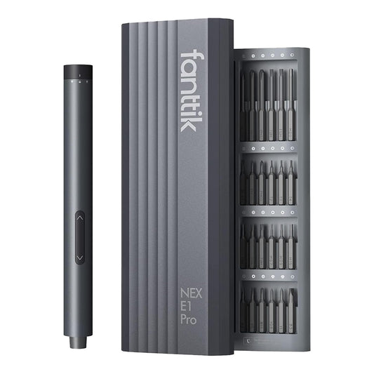 Fanttik E1 Pro 3.7V Mini Electric Screwdriver, Precision Screwdriver Set with LED Light, 24 Magnetic Bits, Max. 3 N.m, Magnetic Storage, 5/32''Hex, Repair Tool Set for Phone Camera Laptop Watch