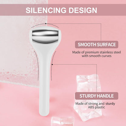 Ice Roller for Face and Eye 2 Pcs,Face Roller Skin Care for Puffiness,Migraine,Pain Relief,Eye Roller For Puffy Eyes Dark Circles,Stainless Steel Facial Roller (Pink)