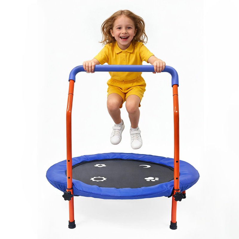 ACWARM HOME 36" Trampoline for Kids - ASTM Certified Foldable Toddler Trampoline Indoor/Outdoor, Mini Rebounder with Foam Handle, Safe Quiet Stable, Easy to Assemble, Gift for Kids