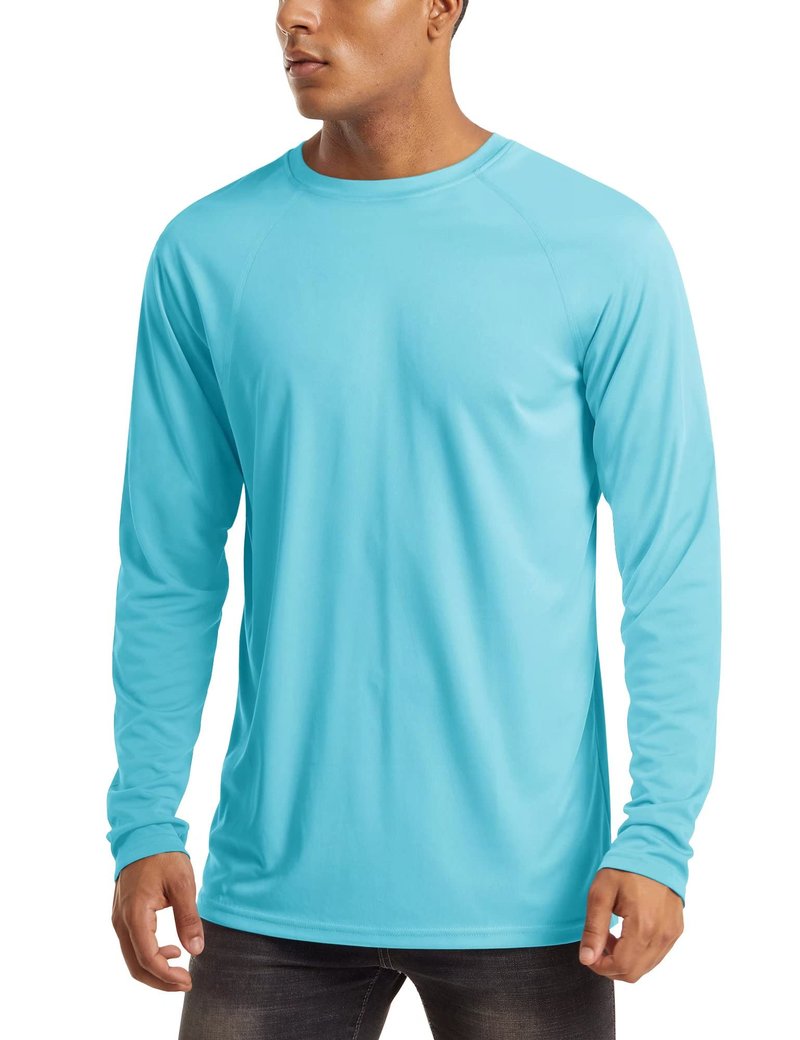 MAGCOMSEN UPF 50 Shirt for Men Sun Protection Shirt Long Sleeve UV Protection Shirts Quick Dry Shirts Ice Blue,3XL