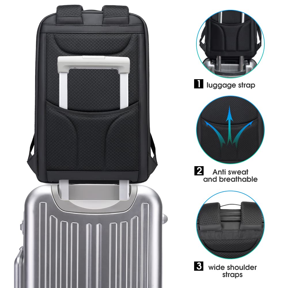 BANGE Anti Theft Backpack with USB charging Port,Lightweight Business Backpack for Men and Women, Black(upgrade), M, Laptop