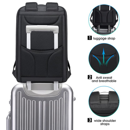 BANGE Anti Theft Backpack with USB charging Port,Lightweight Business Backpack for Men and Women, Black(upgrade), M, Laptop