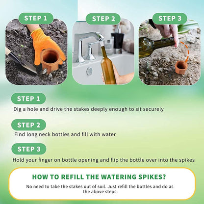WUJUN Plant Watering Stakes10 Pack Automatic Plant Waterers for Vacations, Plant Watering Devices Terracotta Self Watering Spikes for Wine Bottles Great Plant for Indoor & Outdoor Plants