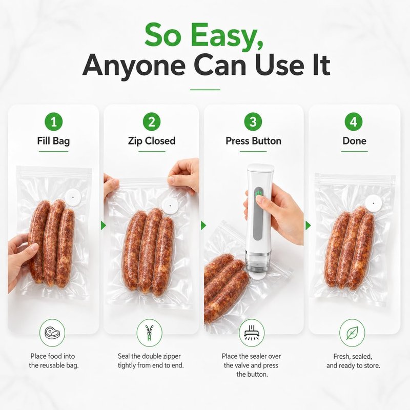 Handheld Vacuum Sealer for Food, Compact Portable Cordless Vacuum Sealer with 30 Reusable Bags, One-Touch Food Sealer for Kitchen, Freezer & Travel
