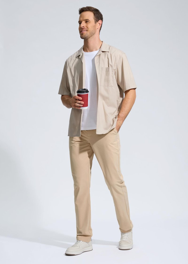 Pudolla Men's Golf Pants Mens Stretch Dress Pants 32 Lightweight Quick Dry Casual Slacks Work Pants with Pockets(Khaki 40Wx32L)