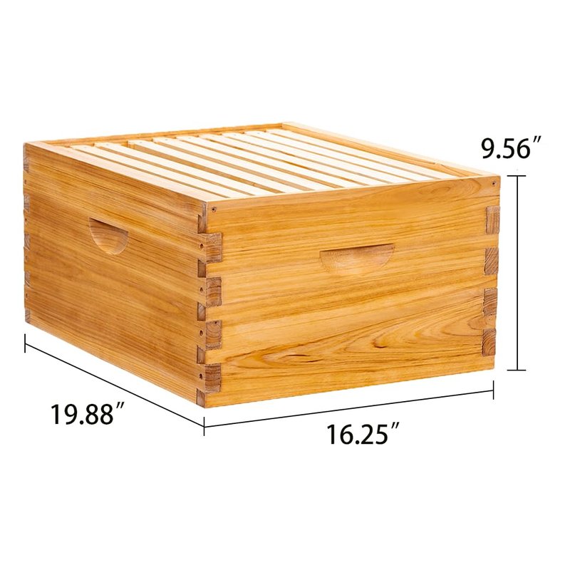 Honey Lake 10 Frame Langstroth Deep Brood Bee Hive Box Dipped in Beeswax, Sections of Wood for Beehives, Includes Beehive Frames and Waxed Foundations (Unassembled)