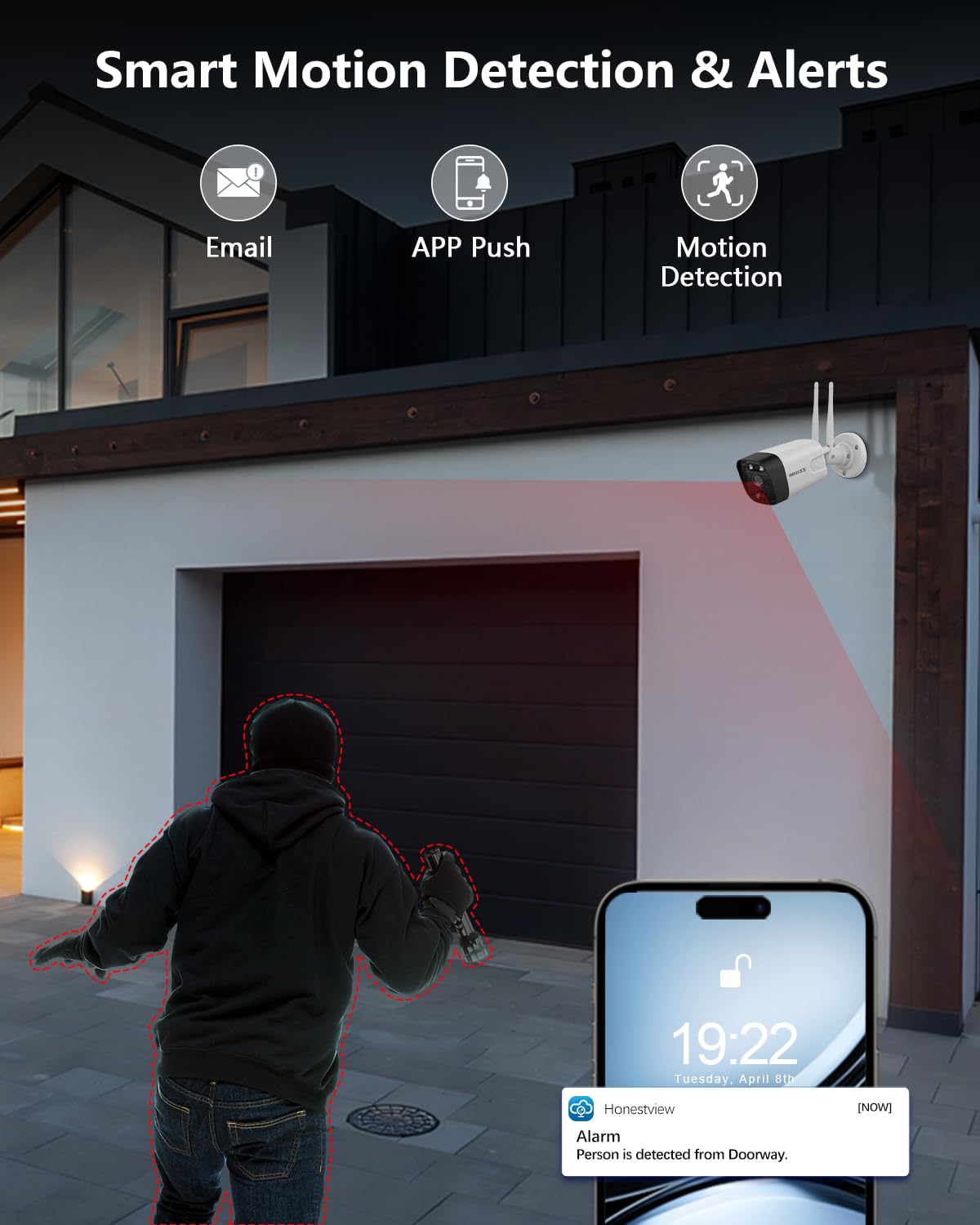 (2026 Update 120 Days Storage) Wireless WiFi Outdoor Security Camera System with Dual Antenna Cameras, 55% Stronger Signal, 130° Wide Angle, 2-Way Audio, No Monthly Fee, Home NVR Security System