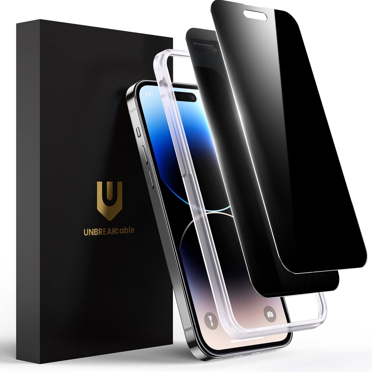 UNBREAKcable Privacy Screen Protector for iPhone 14/ iPhone 13/13 Pro, Tempered Glass [True 28°Anti Spy] [9H Hardness] [Case Friendly] Private Protector for iPhone 6.1" - 2 Pack