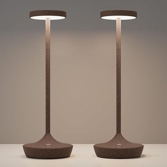 Cordless Table Lamp Rechargeable - 6000mAh LED Battery Operated Table Light - Portable Touch Dimmable Outdoor Waterproof Table Lamps for Patio Restaurant Dining (2 Rust)