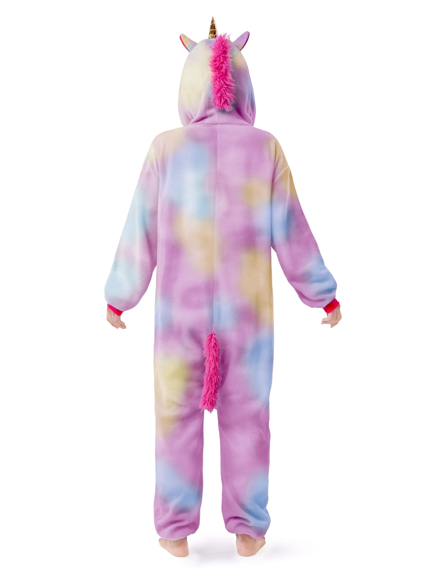 Spooktacular Creations Unicorn Pajama, Plush Unicorn Costume Adult Woman, One Piece Jumpsuit Costume Halloween Men Sleepwear for Halloween Dress Up Parties, Pink(S)