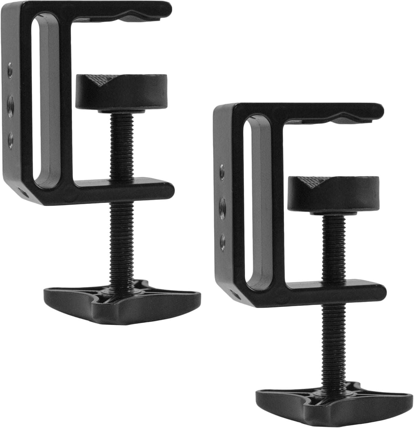 VIVO Aluminum C-Clamp with 1/4 inch-20 and 3/8 inch-16 Female Socket, 5 Mounting Threads, up to 1.8 inch Desktops, 2 Pack, Black, MOUNT-CP02