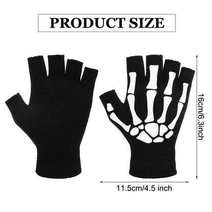 SATINIOR Skeleton Fingerless Gloves for Men Women Halloween Costume Skull Goth Bone Hand Glove Unisex Skeleton Gloves(4 Pairs)