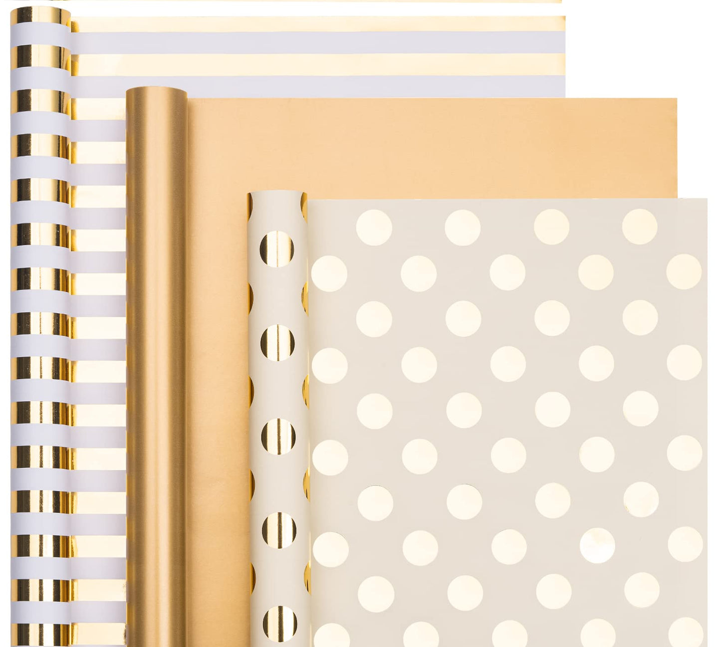 WRAPAHOLIC Gold Wrapping Paper Roll - Mini Roll - 3 Rolls - 17 Inch X 120 Inch Per Roll - Gold Foil Birthday Wrapping Paper for Wedding, Christmas, Party, Baby Shower