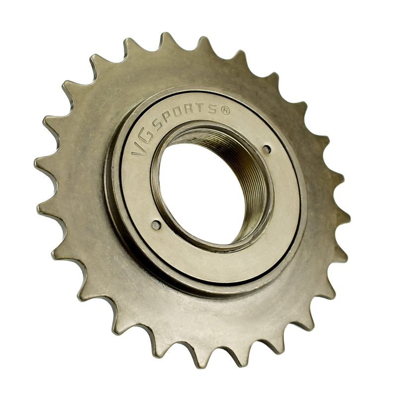 VG SPORTS Single Speed Bike Freewheel, 24T Compatible with 1/2' x 1/8' Bicycle One-Speed Freewheel Threaded Type Freehub Replacement Parts (Brown)