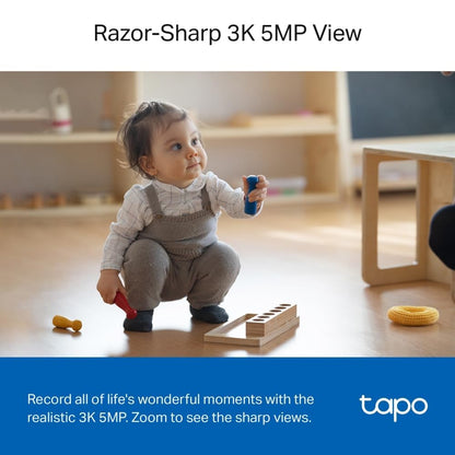 Tapo C230 3K 5MP Indoor Camera, Smart AI Detections - Person Pet Baby Cry, Pan/Tilt 360° View, Security Carmera No Monthly Fee, Enhanced Night Vision, Two-way Audio, Works with Alexa & Google