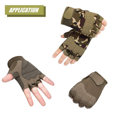 HYCOPROT Fingerless Gloves, Knuckle Protective Breathable Lightweight Outdoor Gloves for Shooting, Hunting, Motorcycling, Climbing (S, Green)