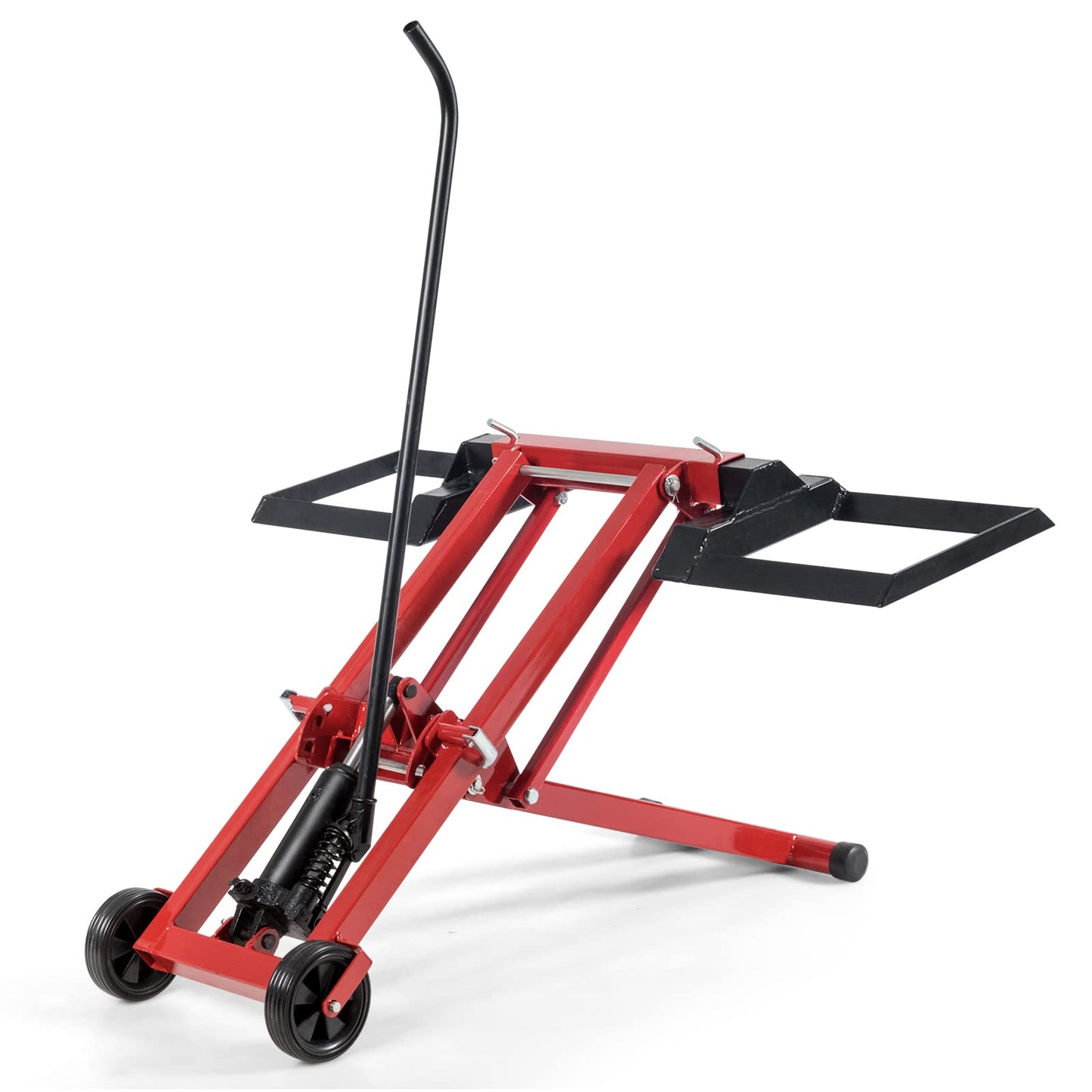 IRONMAX Lawn Mower Lift, 500 LBS Weight Capacity, Zero Turn Mower Hydraulic Jack with Non-Slip Wheels, Adjustable Riding Lawn Tractor Lift for Maintenance and Repair