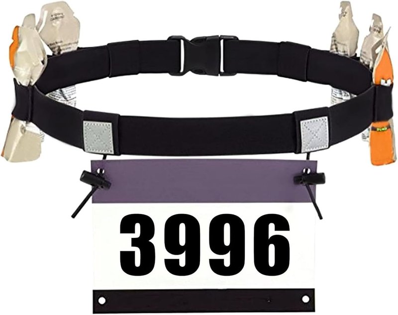 Race Number Belt - 2-Pack Bib Belts with 6 Energy Gel Loops | No Safety Pins for Marathon & Triathlon Running