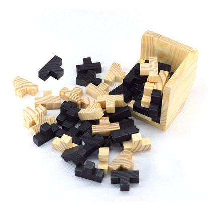 Oostifun Gobus 54 Pieces Wooden Brain Teaser Puzzle T Shape Building Blocks Geometric Jigsaw Puzzle Educational Black and White Puzzles Toy for Kids Adults