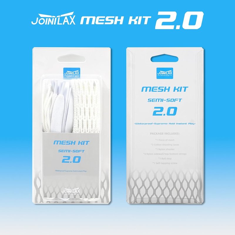 Lacrosse 2.0 Semi-Soft Complete Kit | Premium Lacrosse Mesh & Strings - White
