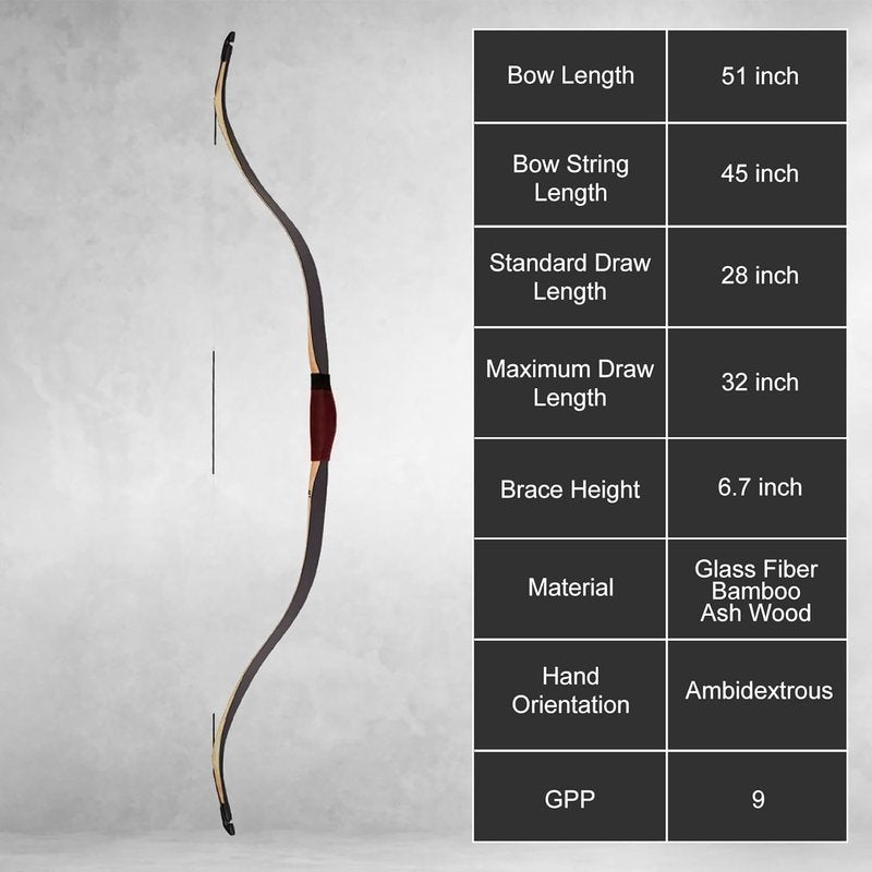 Turkish Recurve Bow - 50" High-Performance Laminated Hunting Bow for Adults & Beginners | Ideal for Enthusiasts
