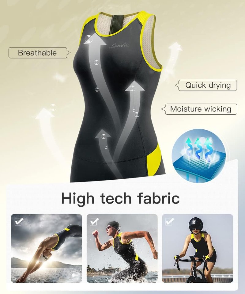Women's Triathlon Suit - One-Piece Sleeveless Padded Quick-Dry for Running, Swimming & Cycling | Slim Fit