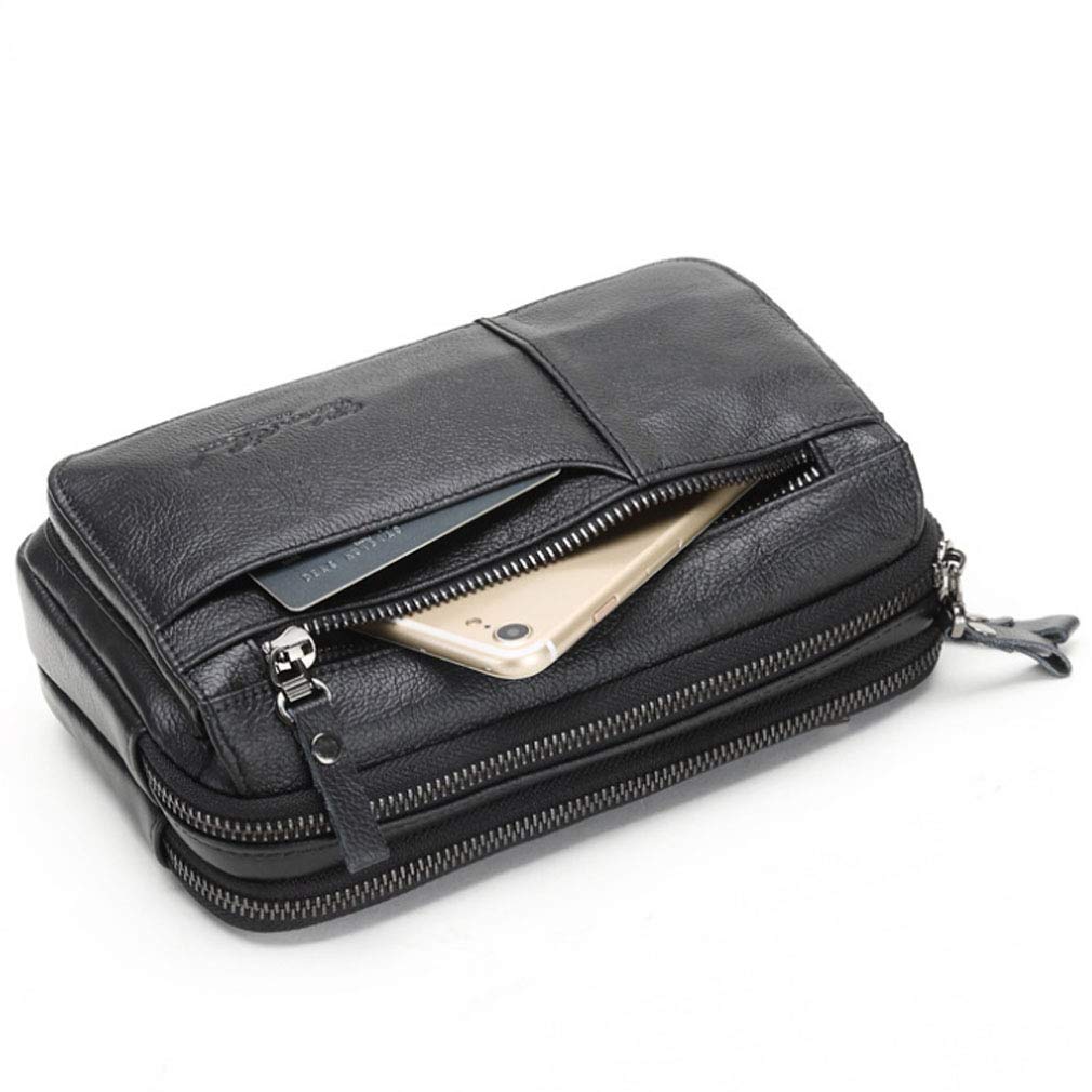 KPYWZER Leather Clutch Purse Wallet Men Wrist Bag, #00black, Business