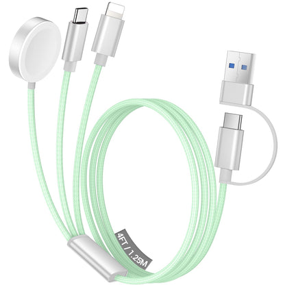 Temdan for Travel Vacation Essentials,3 in 2 USB C Cable for Apple Watch Charger/iPhone 17 Charger/Lightning,Multi Charging Cable Cord,Camping Essentials,Designed for iWatch &iPhone 16-12-5FT Purple