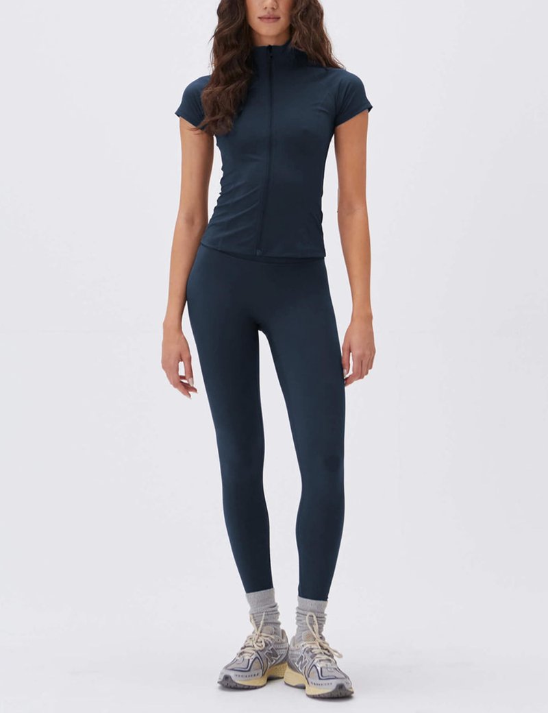 Lviefent Womens Lightweight Full Zip Active Running Track Jacket Workout Short Sleeve Top Slim Fit Yoga Sportswear (Navy-S)