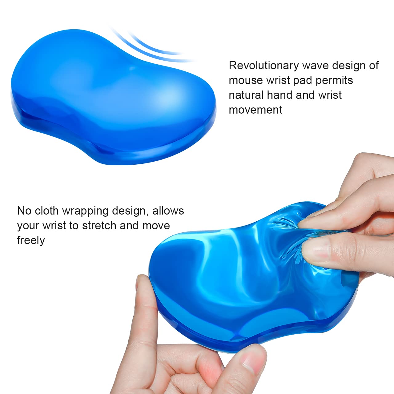 JIKIOU Silicone Gel Wrist Rest Cushion Heart-Shaped Translucence Ergonomic Mouse Pad Cool Hand Pillow Effectively Reduce Wrist Fatigue Pain, Blue, 4.8x3.2inch