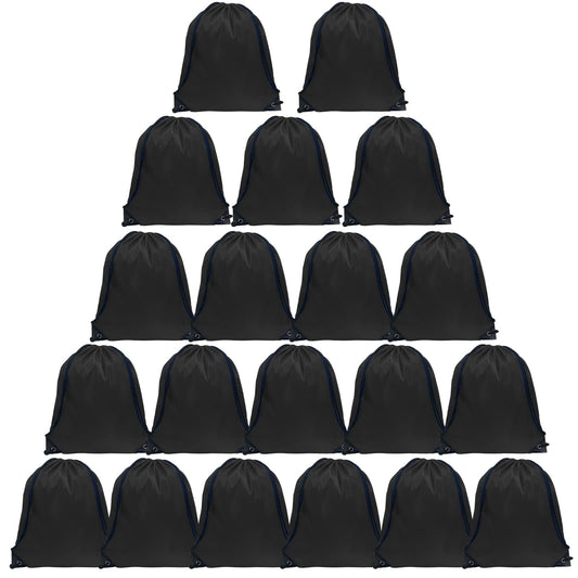 GoodtoU Drawstring Bags Bulk, 20 Pcs Draw String Bags Cinch Bag Drawstring Gym Bag Sackpack Drawstring Backpack for Women Men, Black