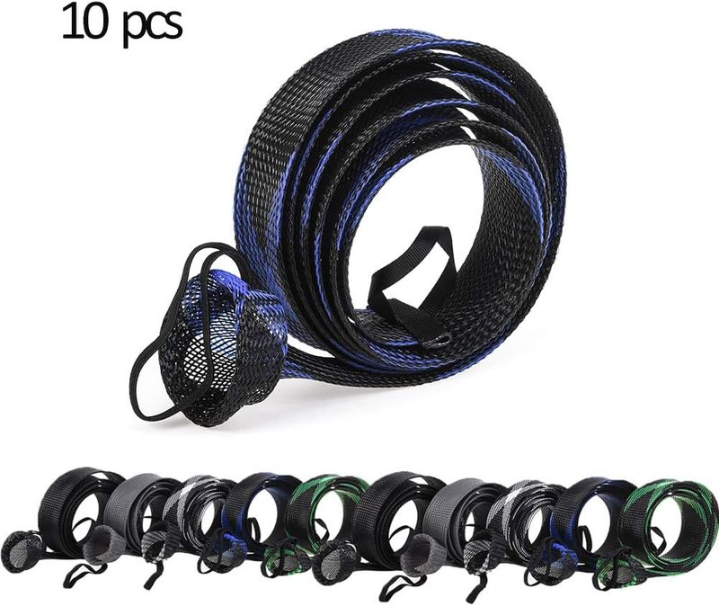 Fishing Rod Sock Sleeve Cover - 10 Pcs Braided Mesh Protector for 190cm/74.8in Rods | Ideal for Fly, Spinning, and Casting