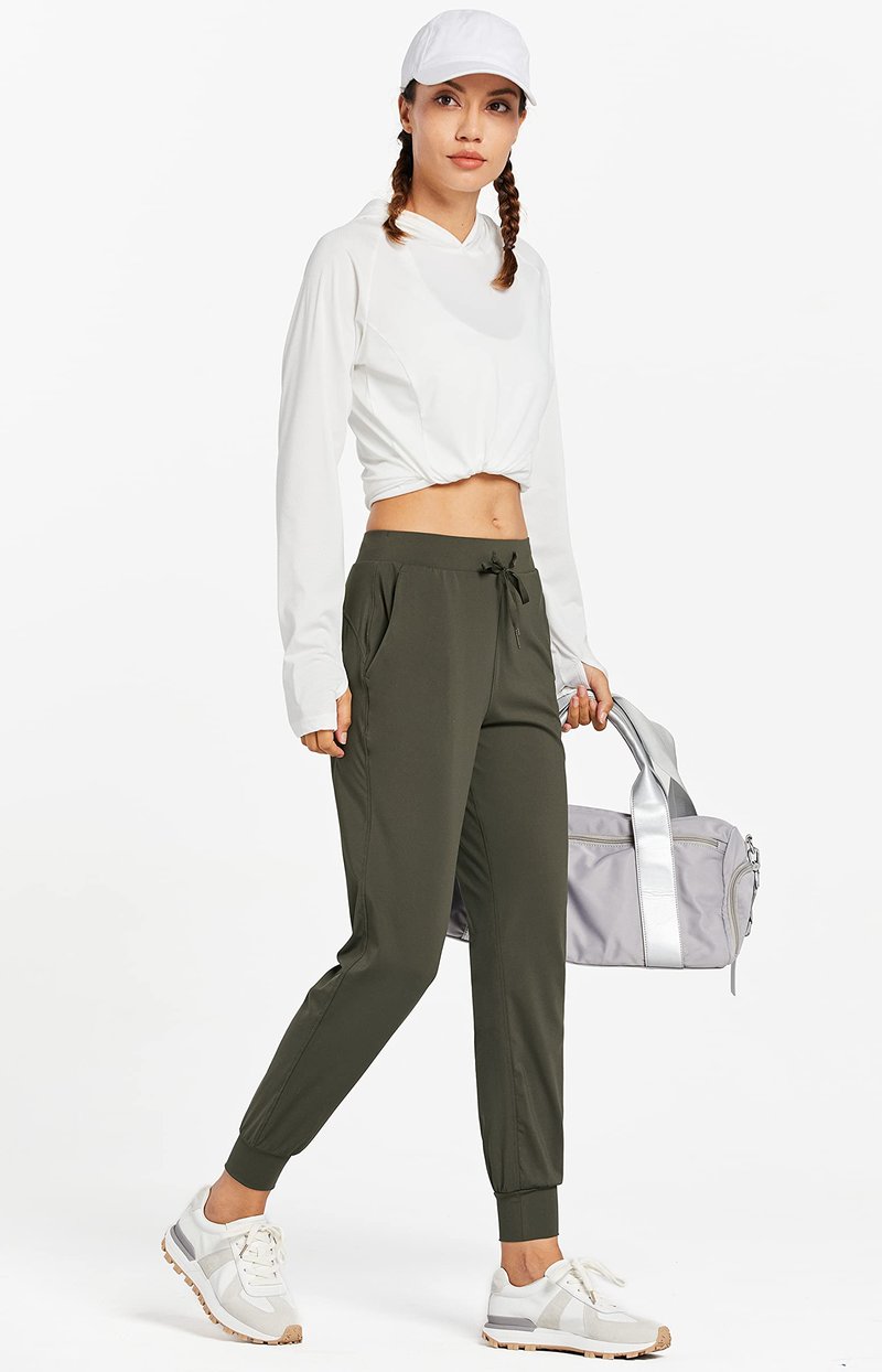 Libin Joggers for Women Petite/Regular/Tall Dance Sweatpants Athletic Workout Tapered Lounge Casual Teacher Pants for Running Yoga Cloths, Olive Green XL