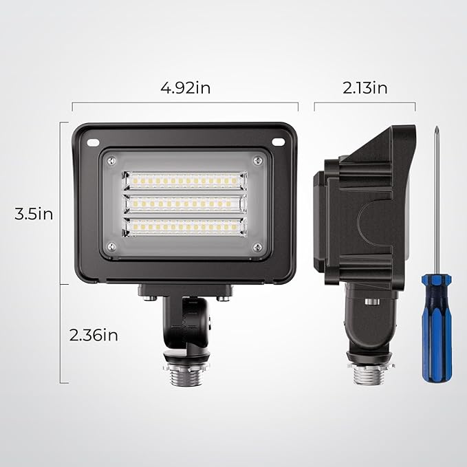 CINOTON 30W Dusk to Dawn LED Flood Light Outdoor, 4200LM IP65 Waterproof Security Wall Lighting Fixture with 180°Knuckle for Barn Yard Factory 5000K Daylight AC100-277V 1 Pack
