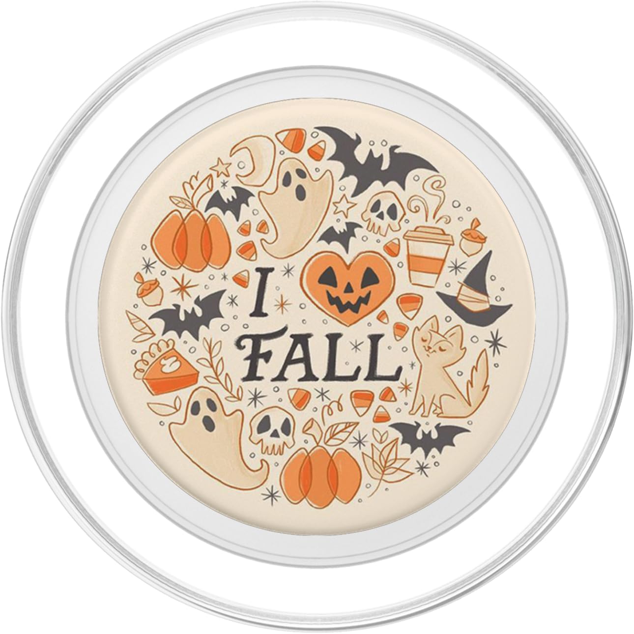I Love Fall Season Pumpkin Cat Boo Skull Halloween Themed PopSockets PopGrip for MagSafe