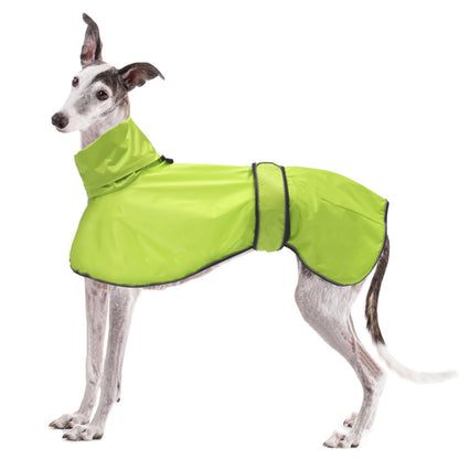 Geyecete Dog Jacket Adjustable Lightweight Raincoat with Reflective Straps and Harness Hole Best Gift for Greyhounds,Lurchers and Whippets-Green-XXL