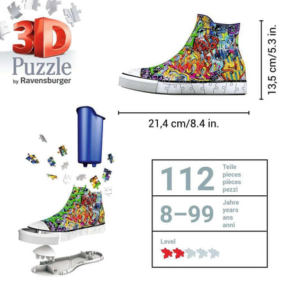 Ravensburger Graffiti Shoe 3D Jigsaw Puzzle for Kids Age 8 Years Up - 108 Pieces Pencil Pot - No Glue Required