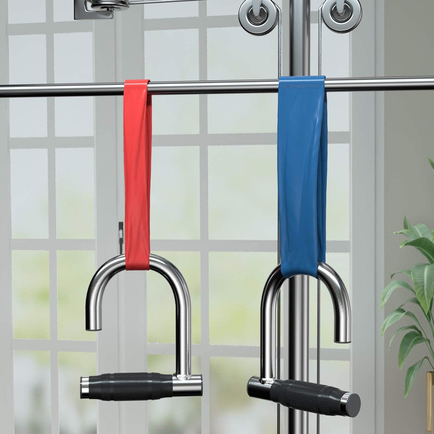 ACBEE Upgrated Pull Up Assistance Resistance Bands Handles, Unique Steel Stretch Elastic Exercises Band Attachment Handles with Rubber for Pull-up Bars Workouts Home Gym (Rubber Metal Handles)