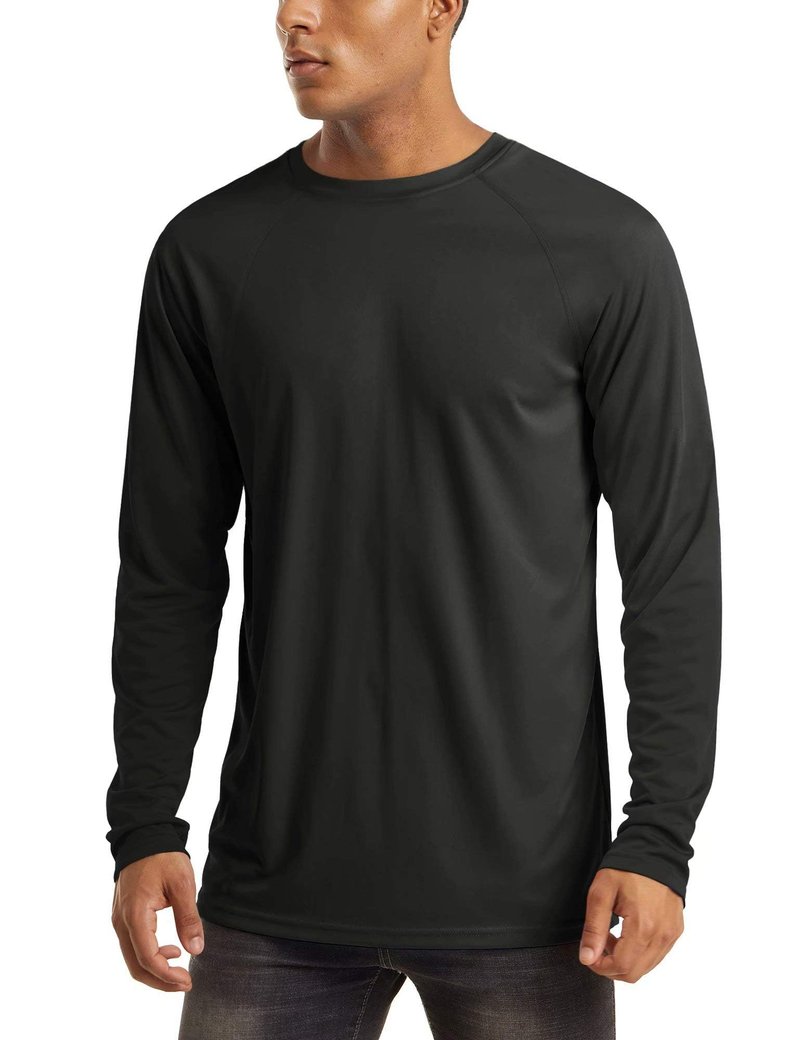 MAGCOMSEN Shirts for Men Long Sleeve UV Shirts Sun Shirts Swim Shirt Rashguard Workout UPF 50 Shirts Black,3XL