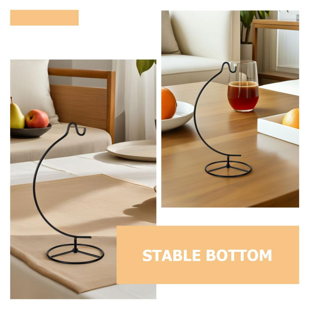 UKCOCO 2pcs Moon-shaped Iron Hanging Stand Small Plant Holder Ornament Display Rack for Air Plants and Glass Terrariums Indoor Home Décor