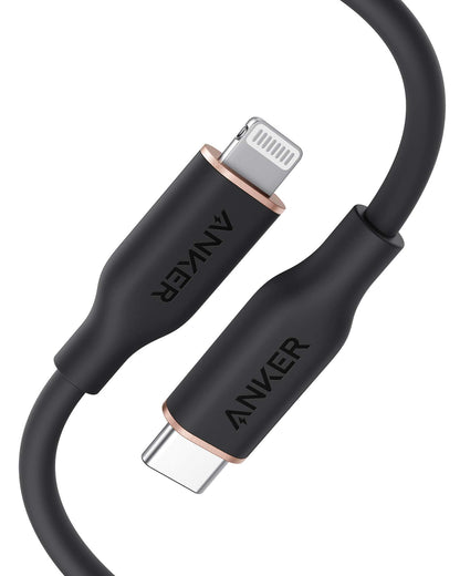 Anker USB C to Lightning Cable, MFi Certified Powerline III Flow Silicone Charging Cable for iPhone 13 13 Pro (Cloud White, 6ft)
