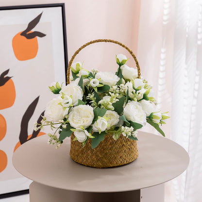 Floweroyal 4 Bunches Peony Artificial Flowers White Flowers Silk Peonies Bouquets for Wedding Party Table Centerpieces Floral Arrangement Home Kitchen Decor